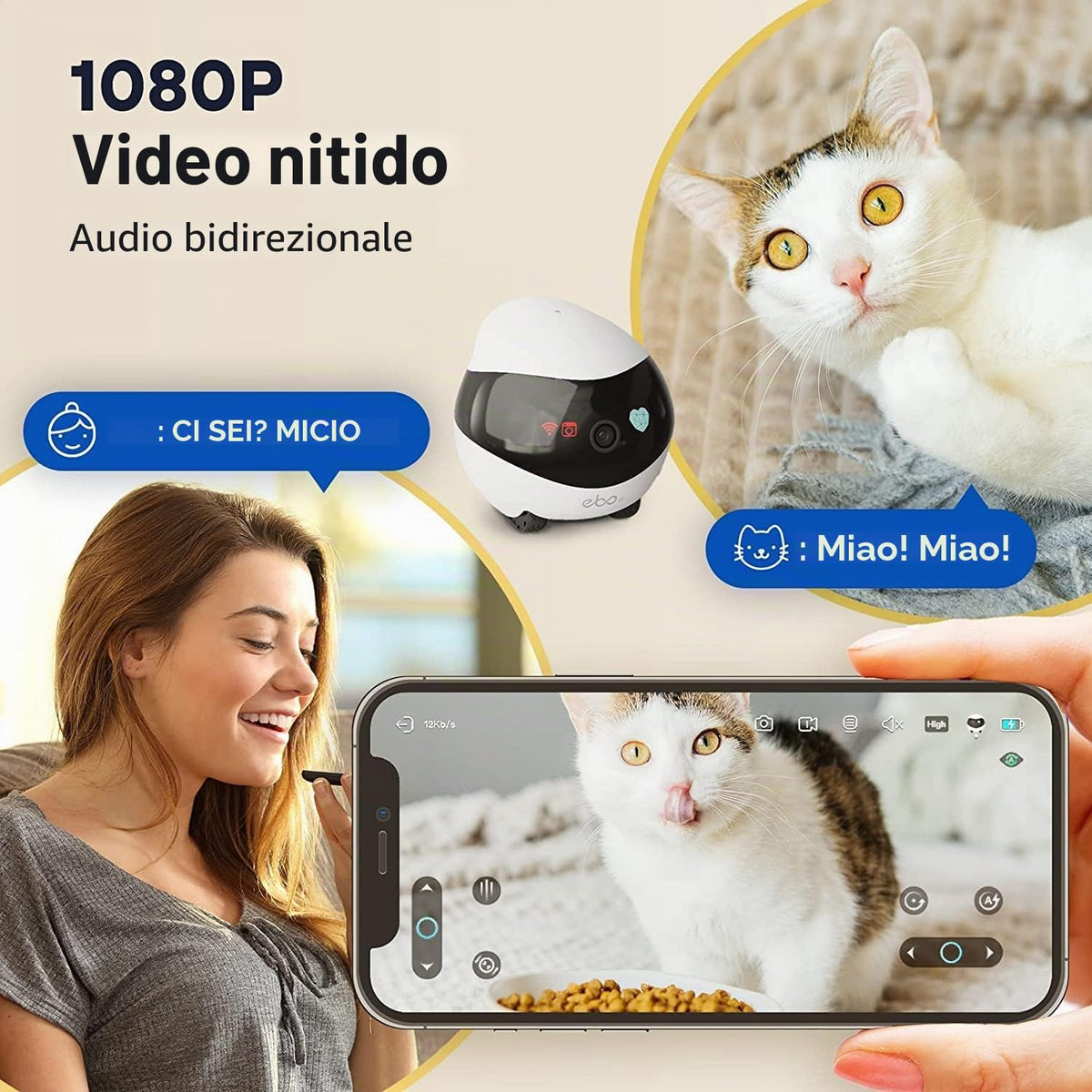 EBO SE telecamera robot mobile per la sorveglianza domestica